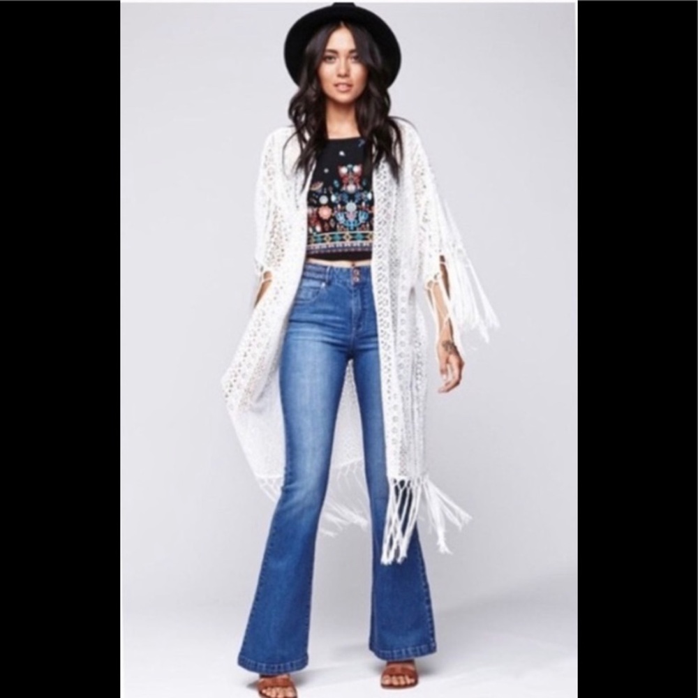 Kendall and Kylie high waisted braid belt flare je